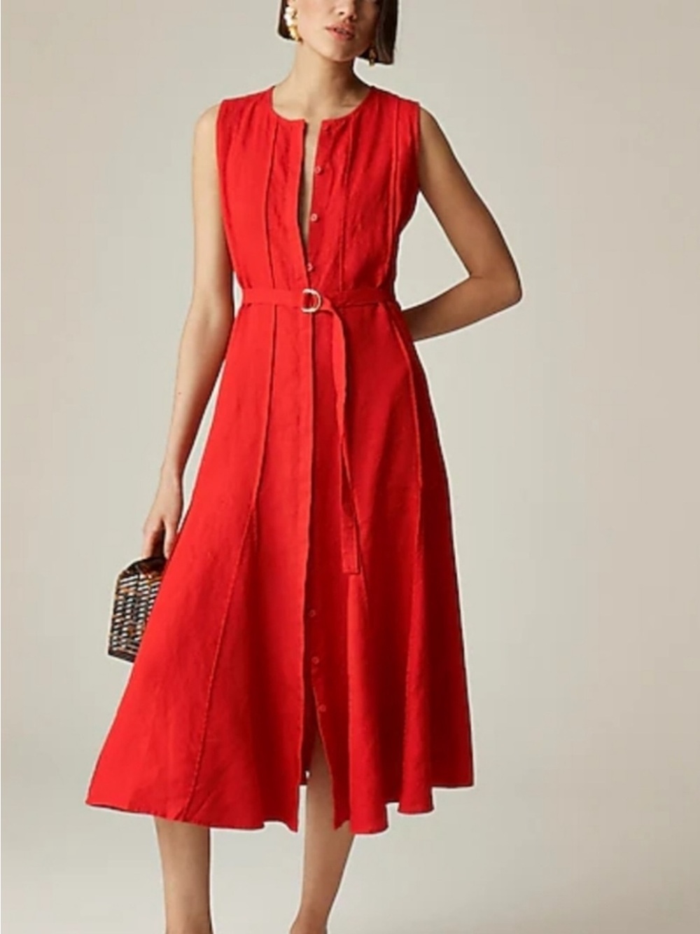 JCrew red midi dress